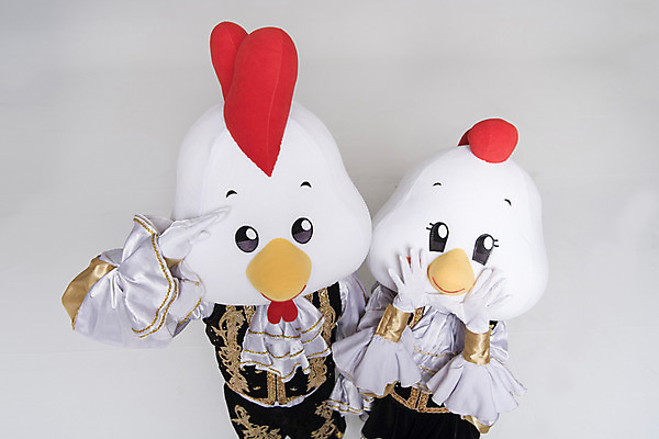 포토 JPG 스튜디오촬영 여자 남자 응원 새해 실내 서기 상반신 두명 앞모습 30대 하이앵글 파이팅 닭띠 닭 닭캐릭터 치어리더 응원복 응원단 닭머리 동물탈 응원단장 인형탈 성인만 정유년 국내포토 옷 뷰포인트 동물캐릭터 모션 조류 사람 내부 장년 십이지신 탈 파일형식 2017년