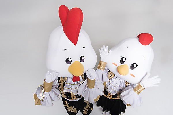 포토 JPG 스튜디오촬영 여자 남자 응원 새해 실내 서기 상반신 두명 앞모습 30대 하이앵글 파이팅 닭띠 닭 닭캐릭터 치어리더 응원복 응원단 닭머리 동물탈 응원단장 인형탈 성인만 정유년 국내포토 옷 뷰포인트 동물캐릭터 모션 조류 사람 내부 장년 십이지신 탈 파일형식 2017년