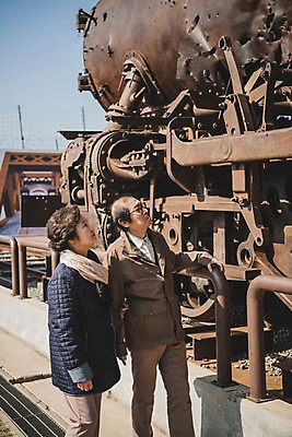 포토 JPG 주간 여자 할아버지 노년 남자 할머니 서기 상반신 야외 두명 옆모습 노부부 기차 만지기 한국인 올려보기 추억 70대 그리움 통일 노인만 임진각 실향민 국내포토 자연요소 부부 감정 육상교통 뷰포인트 컨셉 모션 대중교통 사람 동양인 성인 파주 성인만 파일형식