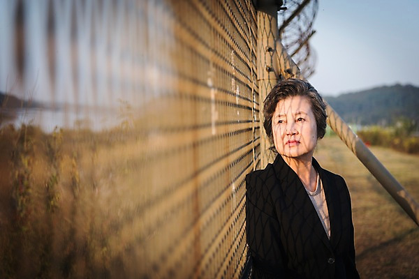 포토 JPG 주간 여자 노년 할머니 한명 서기 정장 상반신 야외 앞모습 아웃포커스 기댐 한국인 70대 철조망 그리움 통일 노인여자한명만 임진각 실향민 국내포토 자연요소 1 옷 감정 뷰포인트 모션 촬영기법 사람 동양인 성인 파주 여자한명만 노인여자만 파일형식