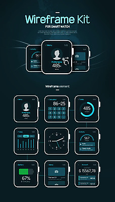 PSD 템플릿 웹템플릿 모바일 그래프 사람없음 세트 모바일템플릿 UI 엘리먼트 인터페이스 타임라인 목업 스마트워치 대시보드 와이어프레임 이미지템플릿 스마트기기 웨어러블 파일형식