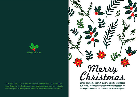 템플릿 열매 크리스마스 겨울 카드템플릿 크리스마스카드 사람없음 연말연시 포인세티아 이미지템플릿 AI파일 식물 계절 기념일 꽃 카드_감사 파일형식 벡터