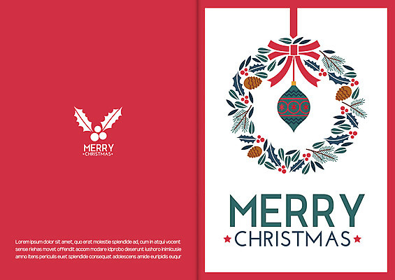 템플릿 리본 크리스마스 겨울 카드템플릿 크리스마스카드 사람없음 화환 장식볼 연말연시 이미지템플릿 AI파일 계절 기념일 꽃 카드_감사 장식 파일형식 벡터
