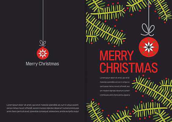 식물 템플릿 크리스마스 겨울 카드템플릿 크리스마스카드 사람없음 장식볼 연말연시 이미지템플릿 AI파일 계절 기념일 카드_감사 장식 파일형식 벡터