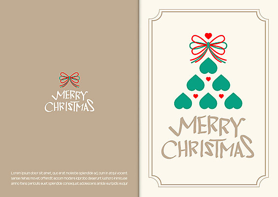 템플릿 리본 크리스마스 겨울 카드템플릿 크리스마스카드 사람없음 크리스마스트리 하트 연말연시 이미지템플릿 AI파일 모양 계절 기념일 카드_감사 파일형식 벡터