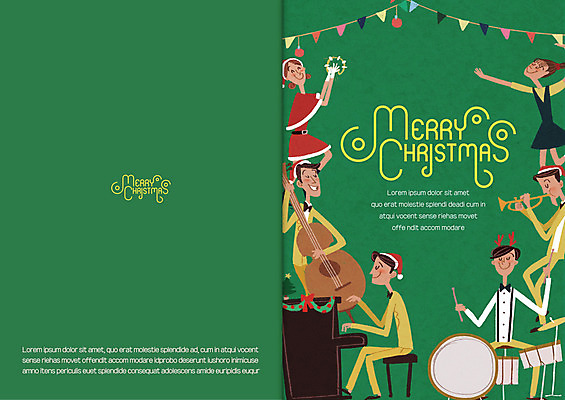 템플릿 여자 남자 악기 크리스마스 겨울 카드템플릿 크리스마스카드 여러명 악단 건반 피아노 드럼 트럼펫 연말연시 탬버린 콘트라베이스 이미지템플릿 AI파일 계절 기념일 음악 다수 현악기 타악기 카드_감사 사람 건반악기 금관악기 파일형식 벡터