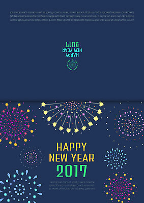 템플릿 카드템플릿 불꽃놀이 사람없음 연하장 연말연시 해피뉴이어 신년카드 2017년 정유년 이미지템플릿 AI파일 놀이 카드_감사 새해인사 연도 파일형식 벡터