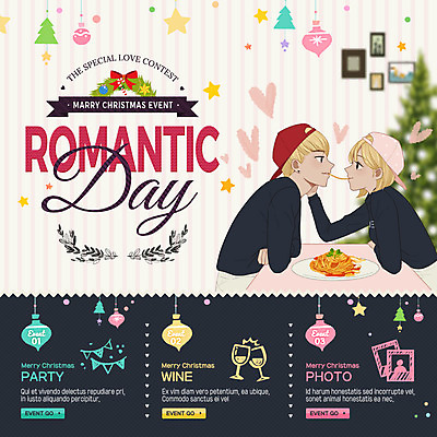 PSD 템플릿 커플 여자 남자 웹템플릿 크리스마스 이벤트페이지 파스타 사랑 이벤트 두명 귀여움 와인 로맨틱 장식볼 하트 이미지템플릿 모양 기념일 감정 컨셉 관계 주류 서양음식 사람 장식 페이지 파일형식