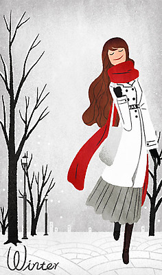 전신 PSD 나무 여자 겨울 일러스트 한명 성인 생활 목도리 눈 외출 눈길 국내일러스트 자연요소 식물 1 잡화 계절 길 날씨 눈_날씨 사람 파일형식