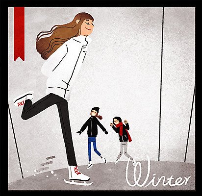 전신 PSD 여자 겨울 일러스트 성인 생활 세명 스케이트 스케이트장 국내일러스트 계절 스포츠용품 스포츠시설 사람 파일형식