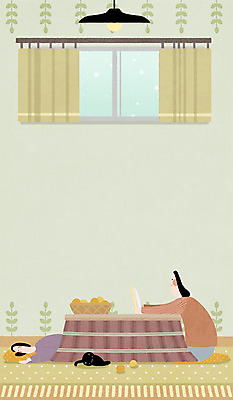 PSD 여자 여유 겨울 일러스트 휴식 전등 귤 상반신 성인 두명 눕기 독서 고양이 방안 보일러 안식처 코타츠 국내일러스트 계절 감정 컨셉 과일 포유류 모션 조명 사람 반려동물 난방용품 파일형식