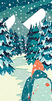 PSD 여자 해외여행 여행 겨울 일러스트 산 한명 상반신 성인 강 눈 숲 겨울여행 배낭여행 국내일러스트 자연요소 1 해외 계절 날씨 사람 파일형식