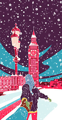 PSD 커플 여자 남자 해외여행 여행 겨울 일러스트 상반신 성인 두명 관광지 손잡기 겨울여행 배낭여행 런던 빅벤 국내일러스트 해외 계절 관계 모션 영국 사람 시계탑 파일형식