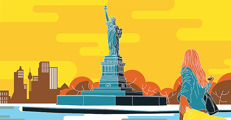 PSD 여자 해외여행 여행 겨울 일러스트 한명 상반신 성인 관광지 겨울여행 배낭여행 뉴욕 자유의여신상 국내일러스트 1 해외 계절 사람 미국 세계문화유산 파일형식