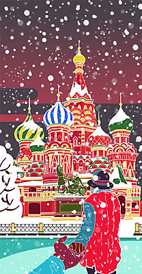 PSD 커플 여자 남자 해외여행 여행 겨울 일러스트 상반신 성인 두명 관광지 여행객 손잡기 궁전 눈 겨울여행 러시아 국내일러스트 자연요소 해외 계절 유럽 고건축 관계 모션 날씨 사람 파일형식