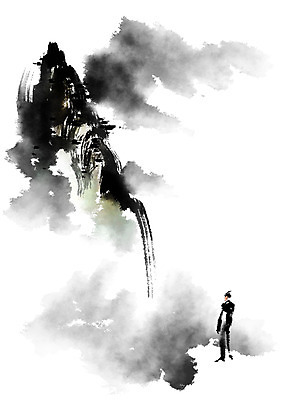 전신 PSD 남자 일러스트 캘리그라피 자연 붓터치 산 수묵화 한명 성인 절벽 먹 동양화 국내일러스트 1 서예 미술 사람 생태계 파일형식