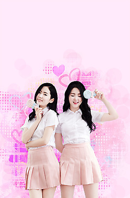 PSD 편집이미지 여자 포즈 남방 사탕 서기 미소 들기 상반신 20대 성인 두명 앞모습 친구 거울 한국인 하트 플리츠스커트 성인여자만 트윈룩 이미지편집 모양 옷 뷰포인트 셔츠 관계 모션 디저트 표정 사람 동양인 청년 치마 여자만 성인만 파일형식