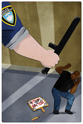 전신 PSD 백인 남자 흑인 일러스트 서기 성인 두명 신체부위 미국 팻말 경찰 팔 갈등 경광봉 인종차별 차별 과잉진압 국내일러스트 서양인 직업 북아메리카 모션 프레임 사람 진압 파일형식