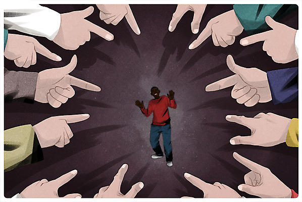 전신 PSD 백인 손 남자 흑인 일러스트 서기 여러명 성인 신체부위 미국 가리킴 갈등 무시 인종차별 차별 국내일러스트 서양인 다수 북아메리카 모션 사람 손짓 파일형식