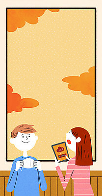 PSD 구름 여자 남자 일러스트 마스크 서기 상반신 20대 성인 두명 태블릿 일기예보 황사 미세먼지 국내일러스트 자연요소 모션 사람 청년 전자제품 스마트기기 먼지 파일형식