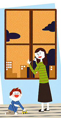 전신 PSD 여자 남자 어린이 일러스트 창문 서기 웃음 앉기 성인 두명 30대 장난감 닫기 먹구름 놀기 황사 미세먼지 국내일러스트 모션 표정 사람 장년 먼지 파일형식 구름_자연