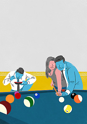 PSD 여자 남자 40대 일러스트 서기 앉기 상반신 20대 성인 세명 짜장면 당구 아저씨 당구장 국내일러스트 중년 모션 사람 청년 구기 중식 파일형식