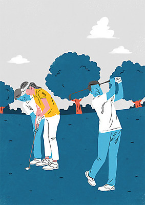 전신 PSD 나무 40대 골프 일러스트 골프장 서기 20대 성인 세명 가르침 아저씨 국내일러스트 식물 교육 중년 스포츠시설 모션 사람 청년 구기 파일형식