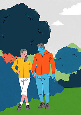 전신 PSD 나무 여자 남자 40대 일러스트 산 서기 20대 성인 두명 걷기 등산 아저씨 국내일러스트 식물 중년 모션 사람 청년 트래킹 파일형식