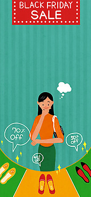 PSD 여자 구두 생각 일러스트 한명 서기 상반신 성인 쇼핑 세일 고민 신중 블랙프라이데이 국내일러스트 1 감정 신발 컨셉 모션 데이이벤트 사람 파일형식