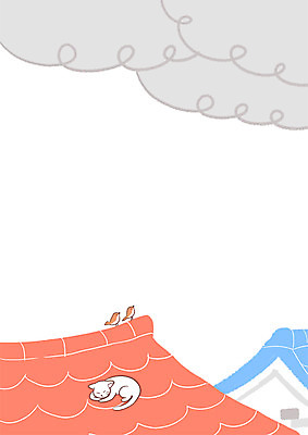 PSD 일러스트 지붕 주택 세마리 사람없음 고양이 먹구름 참새 국내일러스트 포유류 조류 3 건물 반려동물 파일형식 구름_자연