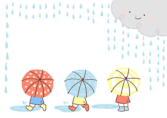 전신 PSD 어린이 일러스트 우산 세명 걷기 비 먹구름 웅덩이 우비 국내일러스트 자연요소 옷 모션 날씨 사람 파일형식 구름_자연