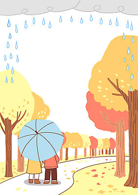 전신 PSD 여자 남자 단풍 일러스트 우산 단풍나무 20대 성인 두명 걷기 산책 가을 비 은행잎 은행나무 국내일러스트 자연요소 나무 계절 잎 모션 날씨 휴식 사람 청년 파일형식