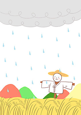 PSD 일러스트 산 논 사람없음 벼 가을 비 먹구름 허수아비 국내일러스트 자연요소 계절 농업 날씨 곡류 파일형식 구름_자연