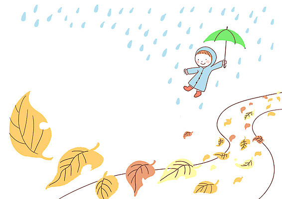 전신 PSD 남자 길 낙엽 일러스트 우산 바람 한명 소년 가을 비 우비 국내일러스트 자연요소 1 옷 계절 어린이 잎 날씨 사람 파일형식