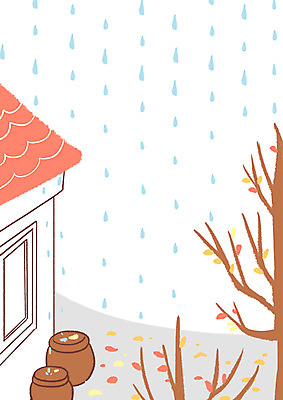 PSD 나무 낙엽 일러스트 주택 사람없음 가을 항아리 비 국내일러스트 자연요소 식물 계절 잎 날씨 건물 도자기 파일형식