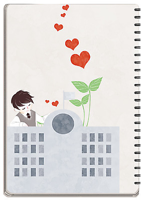 PSD 남자 일러스트 학교 청소년 한명 상반신 10대 새싹 희망 하트 프레임일러스트 국내일러스트 모양 식물 1 교육 감정 프레임 사람 파일형식