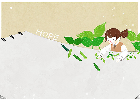 PSD 여자 일러스트 청소년 프레임 한명 상반신 10대 새싹 희망 그리기 스케치북 크레파스 프레임일러스트 국내일러스트 식물 1 감정 모션 학용품 사람 파일형식