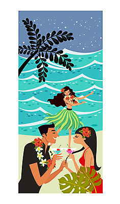 전신 커플 여자 남자 행복 별 여유 바다 일러스트 신혼부부 하늘 휴식 서기 상반신 성인 해변 세명 야자수 칵테일 야간 하와이 꽃목걸이 훌라춤 트로피컬아트 국내일러스트 AI파일 자연요소 나무 부부 꽃 감정 컨셉 목걸이 관계 모션 주류 사람 미국 춤 그림 신혼 파일형식 벡터