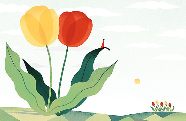 전신 PSD 구름 백그라운드 일러스트 자연 한명 풍경 성인 태양 튤립 언덕 감성 국내일러스트 자연요소 1 꽃 컨셉 사람 생태계 파일형식