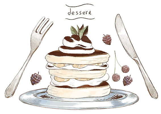 PSD 빵 포크 일러스트 디저트 사람없음 나이프 감성 아이템 팬케이크 국내일러스트 식기 음식 컨셉 케이크 칼 파일형식