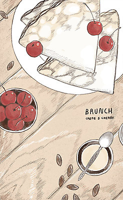 PSD 접시 일러스트 사람없음 체리 브런치 감성 아이템 약스푼 크레페 국내일러스트 식기 컨셉 과일 디저트 식사 파일형식