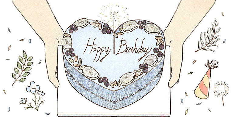 PSD 손 꽃 일러스트 나뭇잎 한명 들기 신체부위 고깔모자 생일 생일케이크 감성 아이템 해피버스데이 국내일러스트 식물 모자_잡화 1 기념일 컨셉 잎 모션 사람 케이크 파일형식