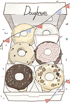 PSD 일러스트 디저트 사람없음 상자 도넛 감성 아이템 가랜드 국내일러스트 음식 컨셉 파티용품 파일형식