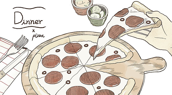 PSD 손 포크 일러스트 피자 한명 신체부위 칼 피클 감성 아이템 피자조각 국내일러스트 1 식기 조각 컨셉 패스트푸드 서양음식 사람 절임 파일형식