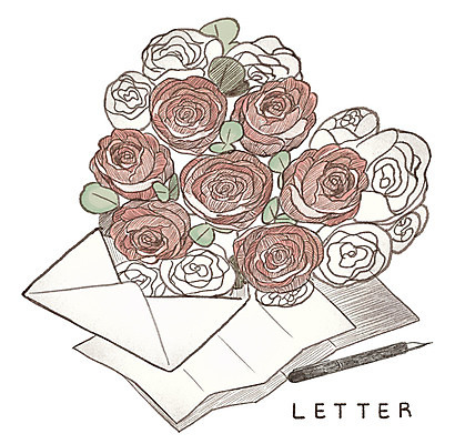 PSD 일러스트 편지봉투 사람없음 장미 만년필 하트 편지 편지지 감성 아이템 국내일러스트 모양 꽃 컨셉 봉투 펜 파일형식