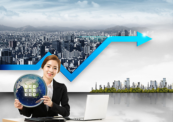 PSD 편집 편집이미지 여자 화살표 비즈니스 그래프 한명 웃음 빌딩 상반신 20대 성인 노트북 지구본 한국인 도시 비즈니스우먼 이미지편집 1 표정 사람 동양인 청년 건물 전자제품 직장인 파일형식