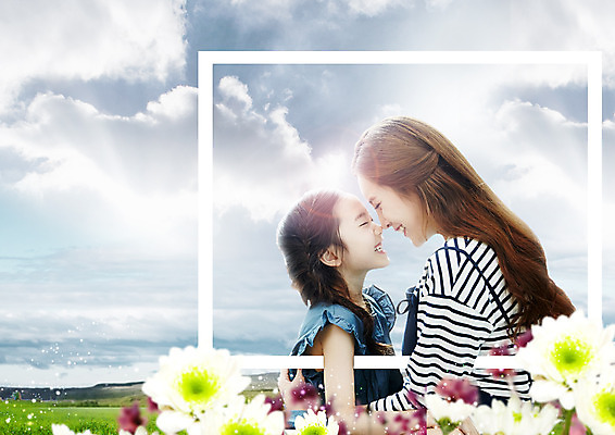 PSD 구름 편집 편집이미지 여자 꽃 딸 어린이 가족 하늘 엄마 웃음 상반신 성인 두명 옆모습 30대 마주보기 한국인 이미지편집 자연요소 식물 뷰포인트 관계 모션 표정 사람 동양인 장년 파일형식