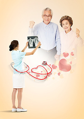 PSD 편집 편집이미지 여자 남자 의학 청진기 엑스레이 서기 웃음 20대 성인 뒷모습 세명 파이팅 한국인 간호사 하트 60대 이미지편집 모양 노년 뷰포인트 의료기기 모션 표정 사람 동양인 청년 의료진 파일형식