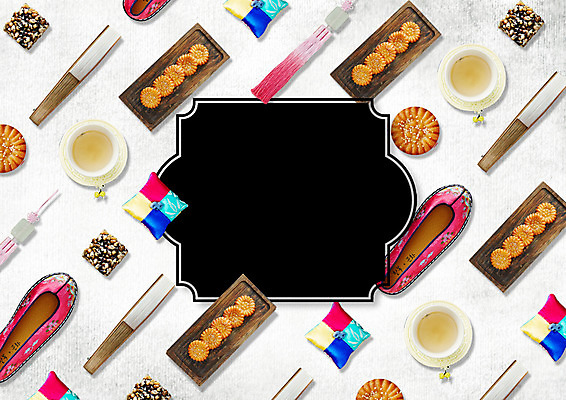 PSD 편집이미지 한국전통 새해 프레임 전통소품 방석 사람없음 부채 차 노리개 약과 꽃신 이미지편집 전통 음료 신발 한국 전통음식 오브젝트 파일형식