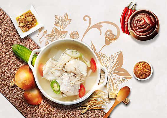 PSD 편집 편집이미지 접시 한식 고추 호박 양파 사람없음 숟가락 된장 고추장 냄비 탕 생선요리 홍고추 장조림 북어포 이미지편집 식기 음식 채소 수저 어류 양념 솥 조림 파일형식 어포